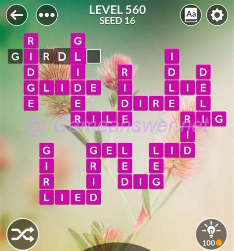 Wordscapes Level 560 Answers [Seed 16, Flora].